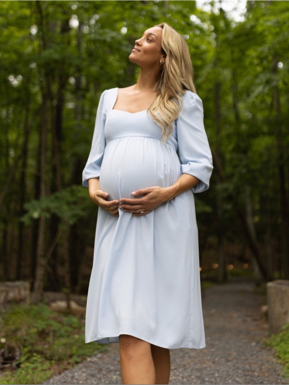 Emilia George Sophie Dress Maternity Midi Sweetheart In Light Blue Size L